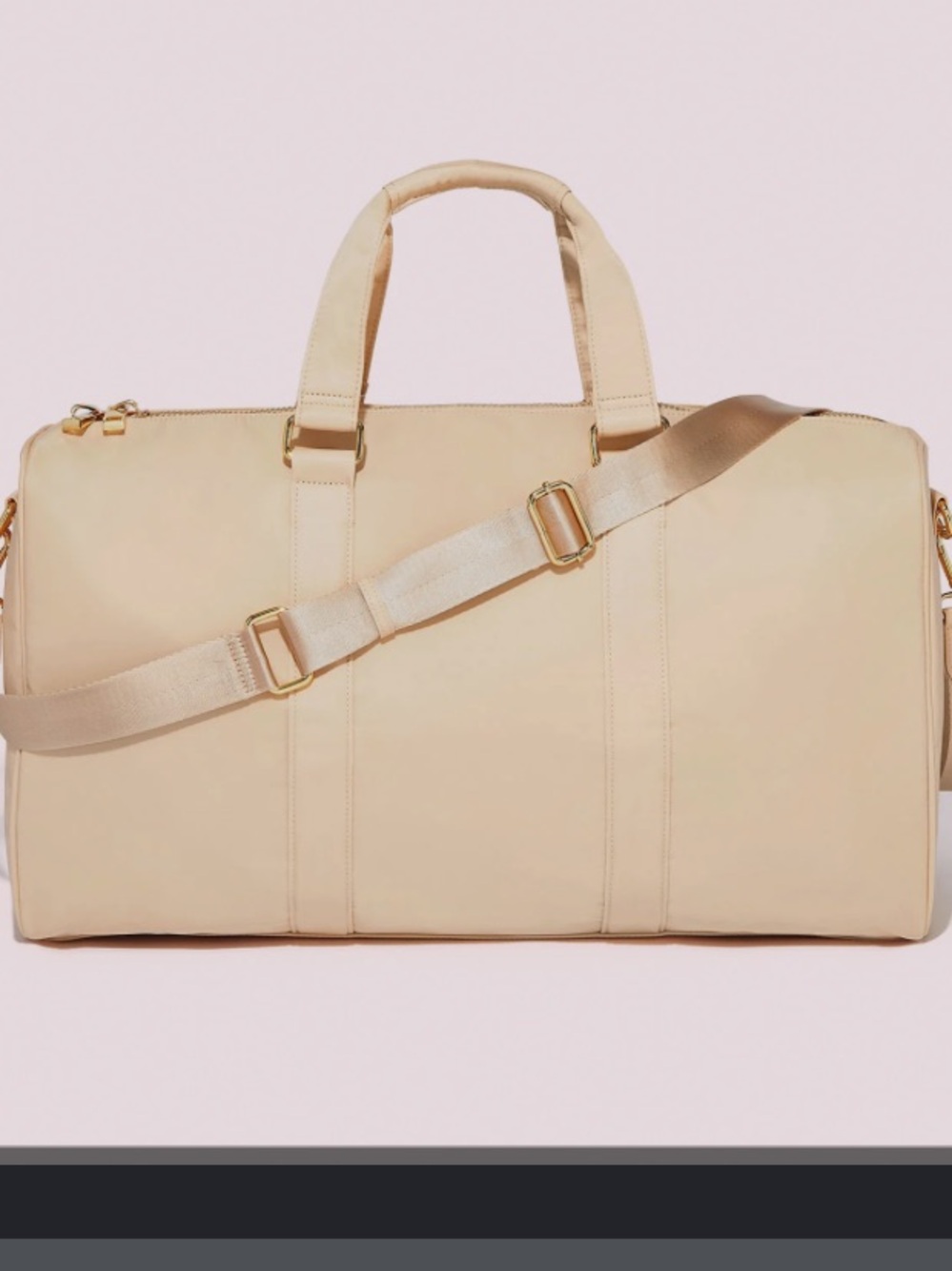 Stoney Clover Lane Duffel Bag in Sand with Gold Hardware EUC
